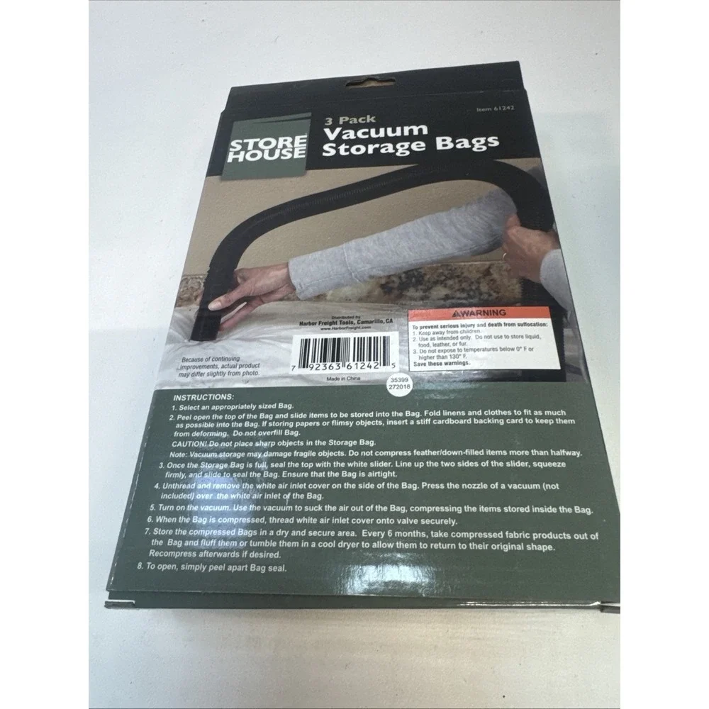 3-Pack Vacuum Storage Bags (1 Large, 2Med) Plus Bonus Roll Up Bag